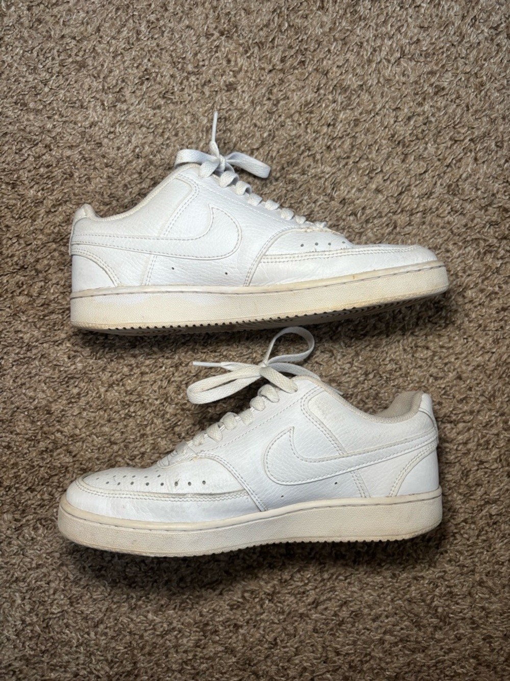 Nike Women’s Court Vision White Leather Low-Top Sneakers